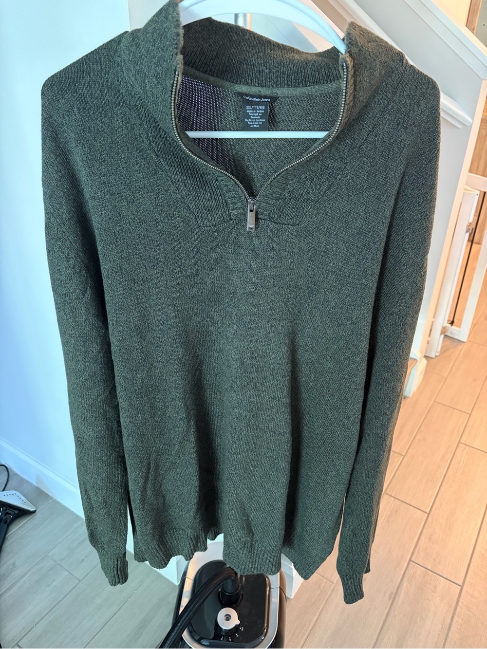 Calvin Klein Jeans Olive Green Quarter Zip Knit Sweater XXL